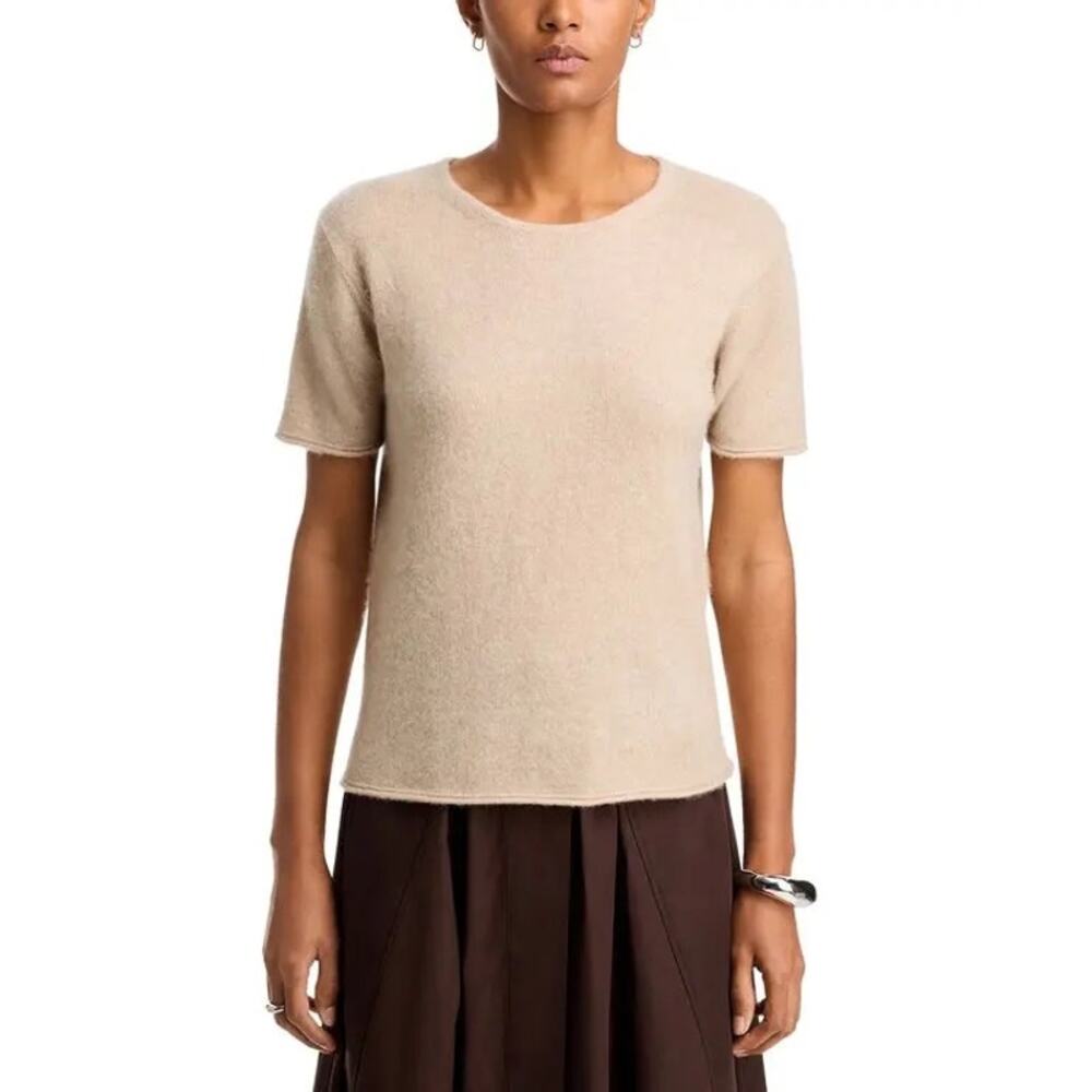 Co NWT Cashmere/Silk Blend Short Sleeve Sweater in Sand Size XL